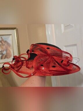 Elegant Red and Black Women's Sinamay Hat